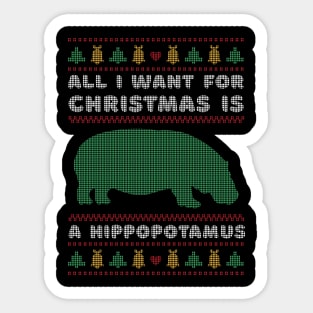 Funny Hippo Ugly Christmas Sweater Sticker